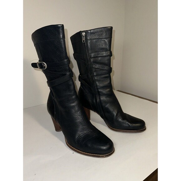 UGG Caroline High Heel Black Leather Side Zip Winter Boots Womens Sz 9 - Picture 2 of 11